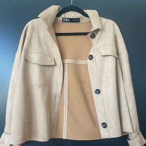 Zara faux suede shirt jacket